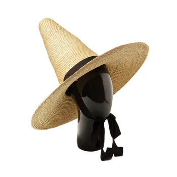 202302-HH7433B шикарный дропшиппинг, винтажная коническая сценическая модель, шоу-мастер, волшебник, соломенная солнцезащитная кепка, женская праздничная пляжная шляпа