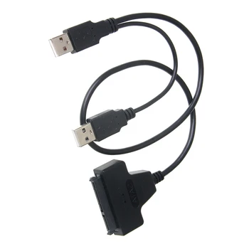 300 шт. Двойной USB 2.0 на SATA 7 + 15 Pin 22Pin Кабель-адаптер для 2,5 