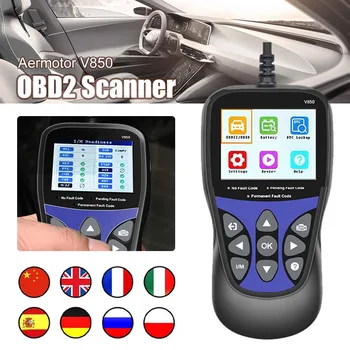 AERMOTOR V850 OBD2 Сканер Автомобильный Диагностический Инструмент Считыватель Кода OBDII Проверка Неисправностей двигателя CAN Диагностический Сканирующий Инструмент