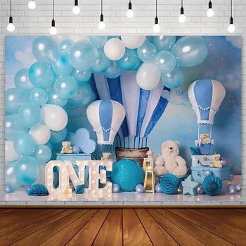 Avezano Backgrounds Мальчик на 1-й День Рождения Вечеринка Синие Воздушные Шары Фон Для Фотосъемки Для Фотостудии Фотозона Декор Для Фотосессии Реквизит