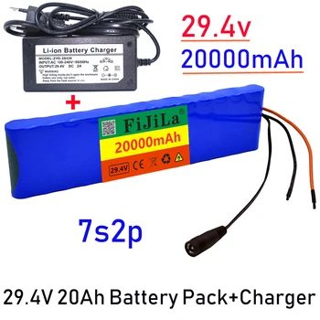 Batterie Rechargeable li-ion 7S2P 18650 24V 20ah 29.4v 20000mAh pour vélo électrique, scooter et cyclomoteur, avec chargeur 2a