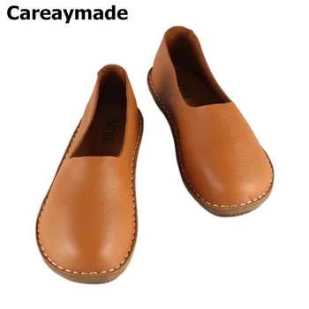 Careaymade-Женская повседневная обувь из натуральной кожи, обувь для бездельников ручной работы, удобные мягкие кожаные туфли на плоской подошве, повседневные тонкие туфли