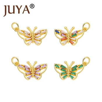 JUYA Micro-Set Подвеска в виде Бабочки из Циркона, Ювелирные детали, Насекомое, Бриллиантовое ожерелье, Подвеска, Амулеты 