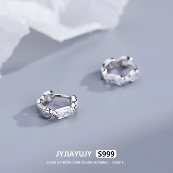 JYJIAYUJY 100% Чистое Серебро S999 Серьги-кольца С Белым Цирконием Размером 11,5 мм, Высококачественные Модные Ювелирные Изделия, Подарок Для Ежедневного Использования ZYE015