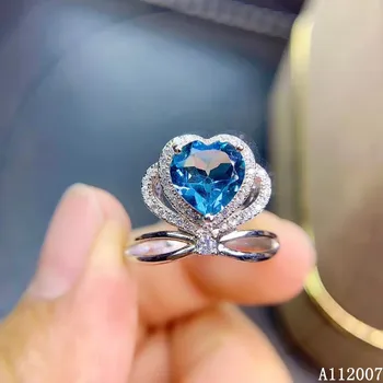 KJJEAXCMY изысканные ювелирные изделия из стерлингового серебра 925 пробы, инкрустированное натуральным голубым топазом кольцо, нежный новый женский драгоценный камень, прекрасный тест на поддержку