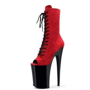 LAIJIANJINXIA, новинка, 23 см/9 дюймов, замшевый Верх, Пикантные женские ботинки на высоком каблуке и платформе, обувь для танцев на шесте