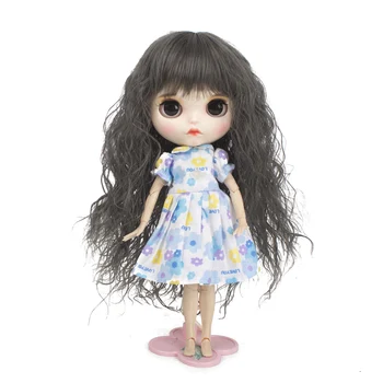 MUZIWIG DIY Blyth куклы Парик с длинной челкой Вьющиеся волосы Аксессуары для кукол Натуральный цвет волнистый парик для DIY Blyth куклы подарок для девочки