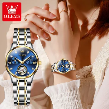 OLEVS/ Новые женские часы, Водонепроницаемые, со светящимся скелетом, автоматические механические часы для женщин, Элегантные женские часы