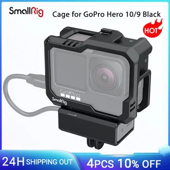 SmallRig Черная Полноразмерная Клетка для экшн-камеры GoPro HERO9 Клетка для GoPro HERO 10 с Двумя креплениями для холодного Башмака Video Vlog Rig 3083