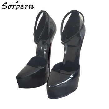 Sorbern/ Женские туфли-лодочки на высоком каблуке 20 см, из двух Частей, с ремешком на щиколотке, с острым Носком, Женская Невидимая Обувь на платформе На Заказ, Разноцветная