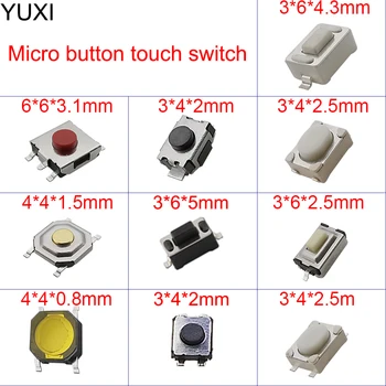 YUXI 10 Тип Тактильная Кнопка Сенсорный Микропереключатель Кнопки Комплект Ключевых Компонентов Ключи Дистанционного Управления Автомобилем Переключатели 4*4 3*4 3*6 6