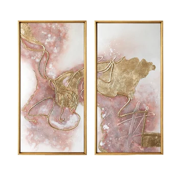 Абстрактная живопись, настенное искусство, акриловые розовые картины на холсте для гостиной, домашний декор стен, 100% современная живопись маслом ручной работы