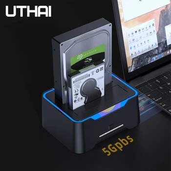 База для жесткого диска с двумя отсеками USB 3.0 с последовательным портом UTHAI 2.5/3.5, многофункциональная база для мобильного жесткого диска с автономным копированием