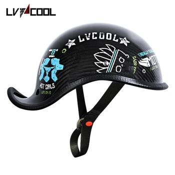Бейсбольная кепка из настоящего углеродного волокна, шлем, Мотоциклетные Винтажные ретро-шлемы для Cruiser Chopper, женщины, мужчины, E