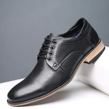 Винтажные мужские модельные туфли для деловой встречи, черные, коричневые, Кофейные Мужские Дерби, Кожаные туфли для жениха, Мужские 8805