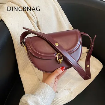 Высококачественные Ретро сумки через плечо для женщин, однотонная мини-сумка-седло с металлическим замком, роскошные дизайнерские кошельки и сумочки
