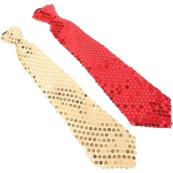 Галстук для костюма из 2 предметов, блестящий Галстук, галстук с пайетками, фестивальный Галстук, галстук для Косплея, галстук для выступлений