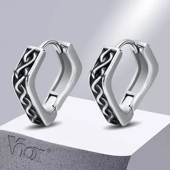 Геометрические серьги-кольца Vnox для мужчин, обнимашки в виде ромбического треугольника с руной Северных викингов Almut, ретро Мужские украшения для ушей