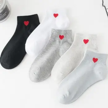 Дышащие весенне-летние хлопковые носки до щиколотки, носки в корейском стиле, Женские чулочно-носочные изделия в форме сердца