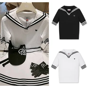 Женская летняя модная футболка WAAC Golf с резьбой в сто спичек, спортивный повседневный вязаный топ в морском стиле