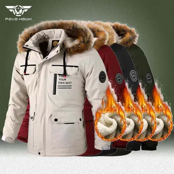 Зимние флисовые куртки-карго, Мужские Военные Ветрозащитные Съемные парки с капюшоном, пальто, мужская Модная повседневная куртка-бомбер с несколькими карманами