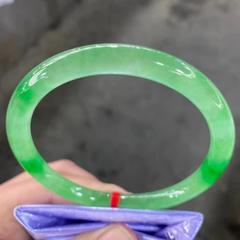 Изумрудный ледяной круглый Нефритовый браслет с плавающим цветком, товары из натурального зеленого жадеита, браслет для девочек, Женские украшения на удачу