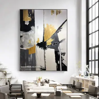 Картина на холсте cuadros decoracion черное золото абстрактный пейзаж волна настенный декор скандинавский квадро настенные художественные картины для гостиной
