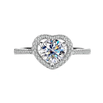 кольцо с муассанитом из стерлингового серебра 925 пробы, полое кольцо для влюбленных в форме сердца, свадебное предложение, кольцо из стерлингового серебра для подруги
