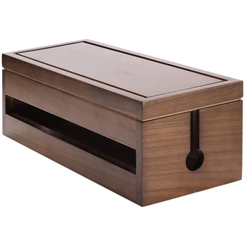 Коробка для управления кабелями, деревянный органайзер для шнура, коробка для удлинителя, сетевой фильтр (кофейный цвет)