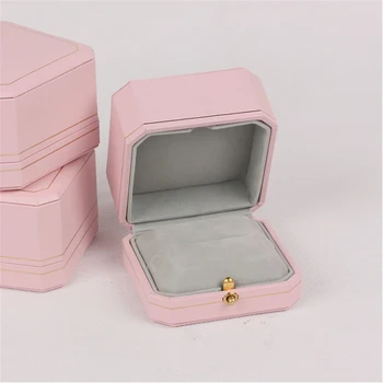 Коробка ювелирных изделий Дисплея Обручального двойного Кольца Подарочной коробки верхнего ранга Розовая Одиночная Привесная для украшения