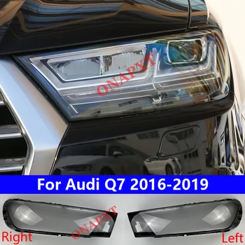 Крышка передней фары автомобиля для Audi Q7 2016-2019, Световые колпаки, Прозрачный Абажур, Стеклянная линза, корпус