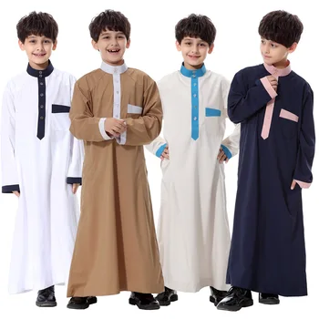 Мальчики Рамадан Подарок Ид Мусульманский Халат Кафтан Ислам Детская Одежда Мусульманин Подросток Саудовская Арабская Абая Дети Мужского Пола Джубба Тобе Тауб