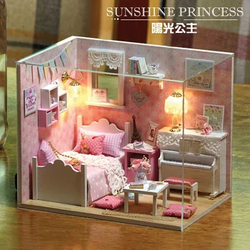 Мини-дом Солнечная Принцесса Diy Ручная сборка Коттеджа Модель Игрушки для девочек для детей
