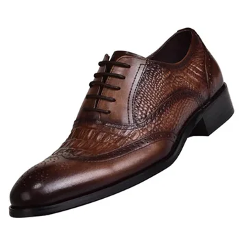Мужская повседневная обувь Brock Oxford из крокодиловой кожи в стиле ретро, мужская официальная обувь на весну и осень 2022 года, новинка для