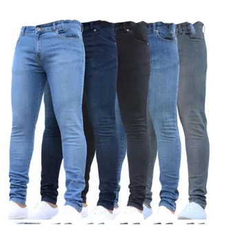 Мужские брюки, Модные Мужские Повседневные брюки, Джинсы-стрейч, Обтягивающие Рабочие брюки, Мужские винтажные джинсы большого размера, облегающие, подходят для мужской одежды