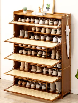 Обувной шкаф Домашний Дверной Стеллаж Для обуви Простое Ультратонкое Хранилище Фантастический Компактный Бытовой Входной шкаф из массива Дерева