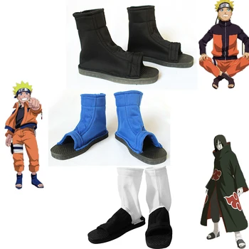 Обувь для косплея в стиле Аниме Akatsuki Nanja Uzumaki Sakura Sasuke Черные Синие Хлопковые мягкие сандалии Ninja Boots Обувь Kakashi