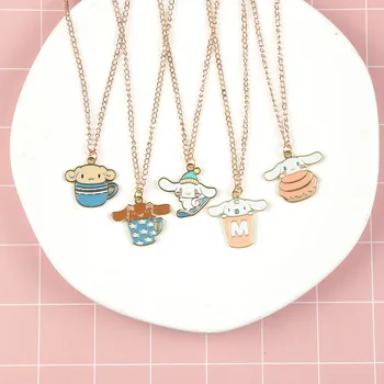 Ожерелье Kawaii Sanrio Cinnamoroll с Мультяшным Милым Кулоном, Аксессуары с персонажами аниме, Летняя игрушка для Девочек, Цепочка для детского Свитера, подарок