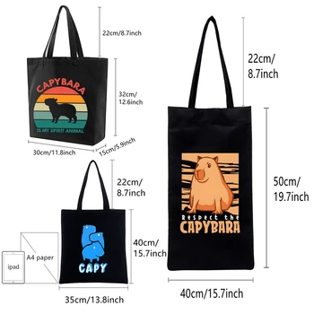Парусиновые женские сумки для колледжа из Капибары Ulzzang Capybaras Is My Spirit Animals, сумка-тоут, черные большие сумки на плечо