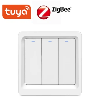 Переключатель Tuay ZigBee Работает с сенсорным переключателем Tuya ZigBee Hub Наклейка SmartLife App Control Работает от настенного выключателя TuYa 110v 220v