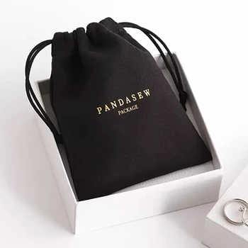Персонализированный логотип Свадебные сумки на шнурке Упаковка ювелирных изделий шикарные чехлы для колец ожерелье роскошные фланелевые деловые сумки