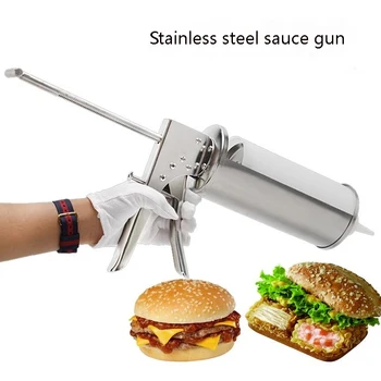 Пистолет для соуса для гамбургеров из нержавеющей стали, Пистолет для кетчупа, Пистолет для заправки салатов, Ручная машина для выжимания соуса для хлеба