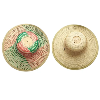 Пляжная шляпа из травяного волокна рафии с широкими полями и набивной тканью