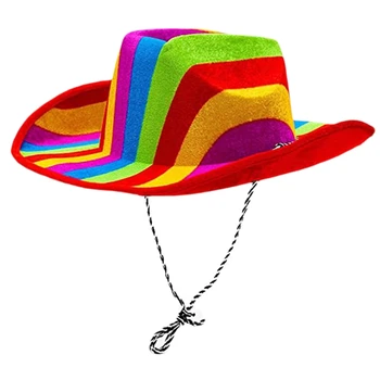 Свадебные фетровые шляпы цвета радуги для женщин и мужчин, толстые ковбойские шляпы с большими полями, повседневные шляпы из фетра в стиле вестерн Джаз
