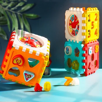 Сортировка формы игрушки-Кубика для малышей, развивающие игрушки для раннего обучения, набор блоков-головоломок Монтессори, Красочный сортировщик чисел