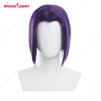 Фиолетовый Короткий прямой парик с синтетическим париком Widow's для косплея на Хэллоуин, костюмированная вечеринка, аниме-парик