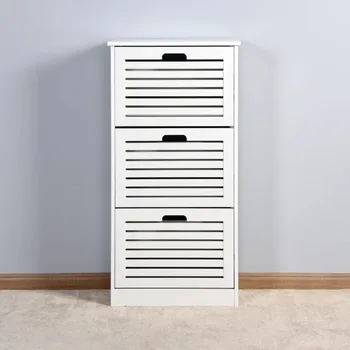 Шкаф для обуви Momspeace с дверцами и выдвижными ящиками, отдельно стоящий деревянный шкаф для обуви для прихожей - белый